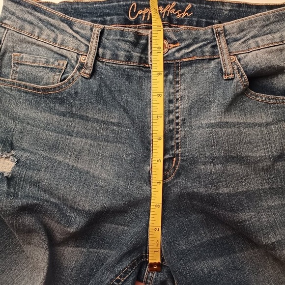 Saks Off 5th Copperflash Denim Jean Size 8 Murray Straight High Rise Lace Accent - Picture 10 of 10